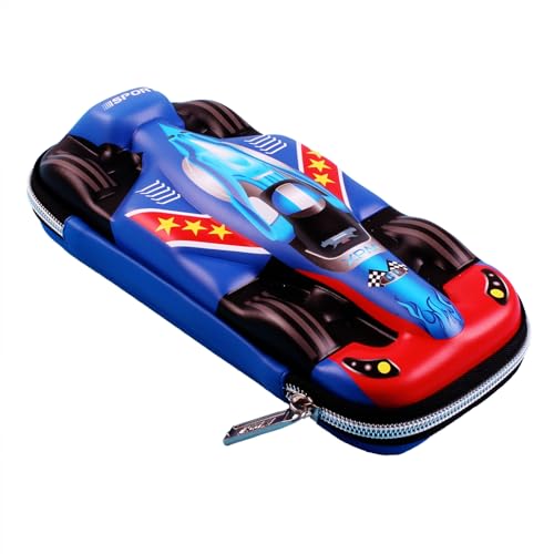 SJTJSPX Federmappe Junge Mädchen Federtasche Kinder Schlamppermäppchen Sportwagen Wasserdicht Federmäppchen 3D Stiftetasche Große Kapazität Pencil Case Schreibwaren Aufbewahrung für Büro Schule von SJTJSPX