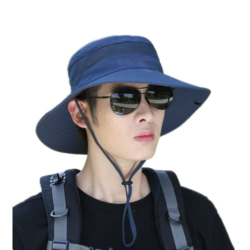 SJTJSPX Fischerhut Herren Damen Bucket Hat UV Schutz Sonnenhut Atmungsaktiv Anglerhut mit Kinnband Faltbar Safari Hut Verstellbar Buschhut Outdoor Sommer Boonie Hut für Wandern Camping Reisen Strand von SJTJSPX