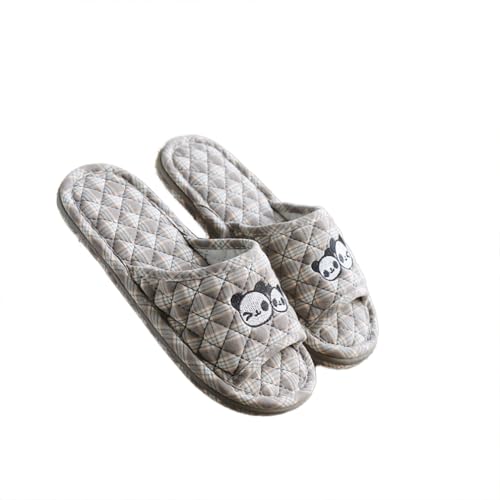 SJTJSPX Hausschuhe Damen Herren Pantoffeln Baumwolle Anti-Rutsch Slipper ZuHause Hotel Gästehausschuhe Cartoon Panda Atmungsaktiv Hausschuhe von SJTJSPX