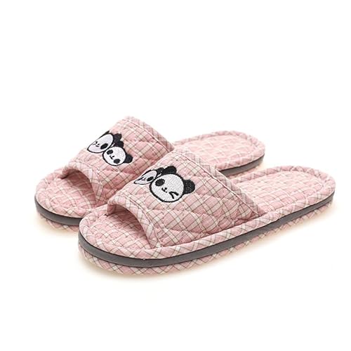 SJTJSPX Hausschuhe Damen Herren Pantoffeln Baumwolle Anti-Rutsch Slipper ZuHause Hotel Gästehausschuhe Cartoon Panda Atmungsaktiv Hausschuhe von SJTJSPX