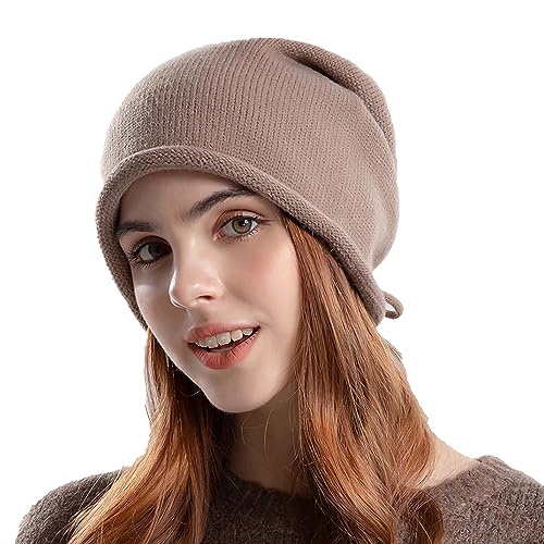 SJTJSPX Strickmütze Damen Mädchen Slouchy Winter Beanie Mütze Weich Warm Schädelkappe Slouch Hut Verstellbar Wintermütze mit Kordelzug Chemo Kopfbedeckung Outdoor Jersey Skullcap für Joggen Fahrrad von SJTJSPX