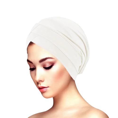 SJTJSPX Turban Damen Kopftuch Elastische Bandana Muslim Stirnband Beanie Hijab Chemo Hut Islamischen Kopfbedeckung Elegant Headwear Haarausfall Krebs Kopfschmuck Frauen Undercap von SJTJSPX