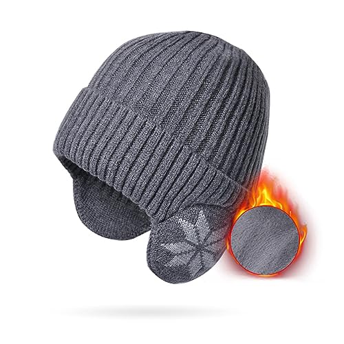 SJTJSPX Wintermütze Herren Damen Strickmütze Warm Ohrenschützer Verdickt Wollmütze Outdoor Winddicht Beanie Hut Sport Radfahren Ohrenwärmer Winter Thermo Mütze für Laufen Skifahren Snowboarden von SJTJSPX