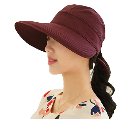 Sonnenhut Damen Strandhut Sonnenschutz Sommerhut mit Reißverschluss Breite Krempe Kappe Faltbar Visor Cap Abnehmbar Sonnenmütze Atmungsaktiv Frauenhut Outdoor Schirmmütze für Reisen Camping Golf von SJTJSPX