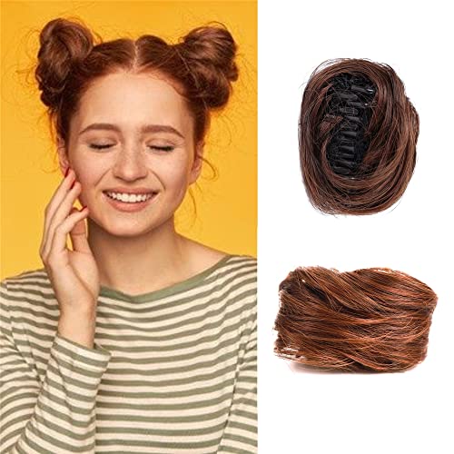 2PCS Space Bun Klaue Clip in Brötchen Donut Dutt Katze Ohren DIY Haarknoten Hochsteckfrisur Haarteile Haarverlängerungen Perücke Accessoire für Frauen Mädchen (2/30) von SJZDYLXY