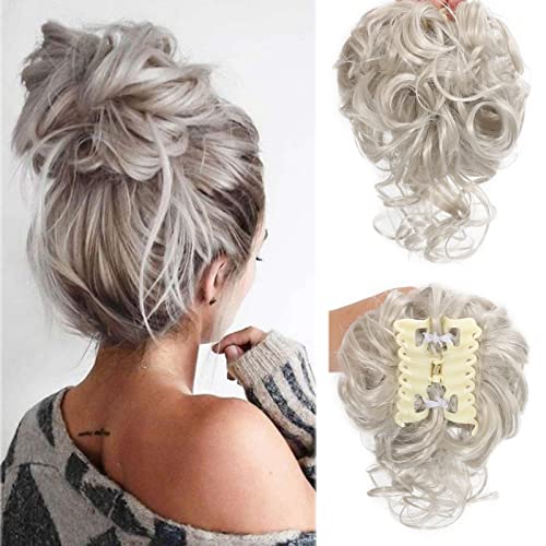 Synthetische Klaue Messy Bun zerzaust Lockige Klaue Haar Dutt Wellenkralle Haarteil Donut Hochsteckfrisur Klaue Clip In Buns Pferdeschwanz für Frauen Mädchen (Wavy, 4503) von SJZDYLXY
