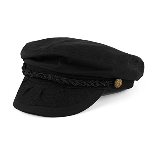 SK Hat shop Herren Sommer Baumwolle Griechische Fischermütze Matrosen Fiddler Driver Hat Flat Cap, Schwarz, L/XL SK Hat shop Herren Sommer Baumwolle Griechische Fischermütze Matrosen Fiddler Driver Hat Flat Cap, Schwarz, L/XL von SK Hat shop