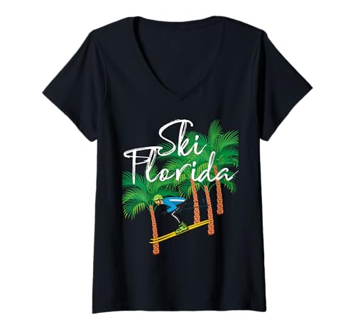 Damen Skifahren in Florida T-Shirt mit V-Ausschnitt Damen Skifahren in Florida T-Shirt mit V-Ausschnitt von SK Ski