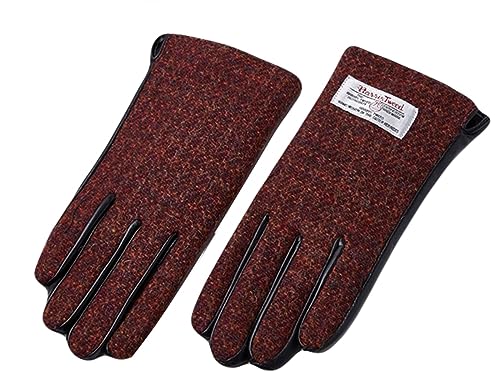 SK Studio Damen Touchscreen Handschuhe für Smartphone im Winter,Ziegenfell Lederhandschuhe,Warme Handschuhe WeinRot S Handumfang:16-17cm von SK Studio