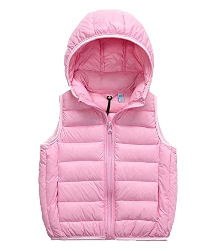 SK Studio Daunen Daunenweste Ärmellos Kinder Ultra Leichte Winter Jacke Weste Jungen Maedchen Stil 1 Pink 130cm / 5-6 Jahre von SK Studio