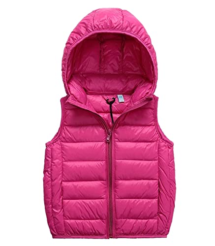 SK Studio Daunen Daunenweste Ärmellos Kinder Ultra Leichte Winter Jacke Weste Jungen Maedchen Stil 1 Rose Red 160cm / 10-11 Jahre von SK Studio