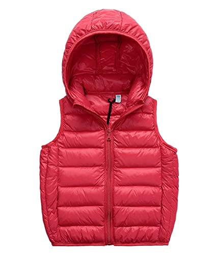 SK Studio Daunen Daunenweste Ärmellos Kinder Ultra Leichte Winter Jacke Weste Jungen Maedchen Stil 1 Rot 130cm / 5-6 Jahre von SK Studio