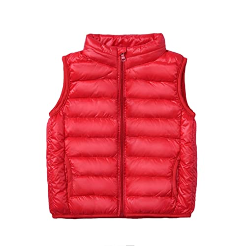 SK Studio Daunen Daunenweste Ärmellos Kinder Ultra Leichte Winter Jacke Weste Jungen Maedchen Stil 2 Rot 100cm / 2-3 Jahre von SK Studio