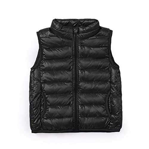 SK Studio Daunen Daunenweste Ärmellos Kinder Ultra Leichte Winter Jacke Weste Jungen Maedchen Stil 2 Schwarz 150cm / 8-9 Jahre von SK Studio