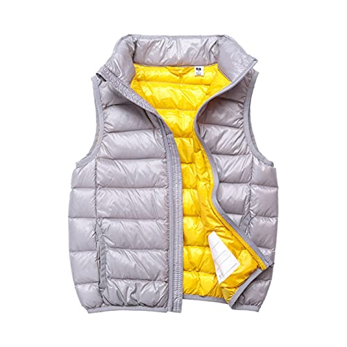 SK Studio Daunen Daunenweste Ärmellos Kinder Ultra Leichte Winter Jacke Weste Jungen Maedchen Stil 3 Grau 150cm / 8-9 Jahre von SK Studio