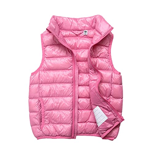 SK Studio Daunen Daunenweste Ärmellos Kinder Ultra Leichte Winter Jacke Weste Jungen Maedchen Stil 3 Pink 130cm / 5-6 Jahre von SK Studio