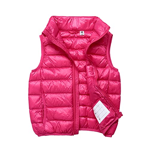 SK Studio Daunen Daunenweste Ärmellos Kinder Ultra Leichte Winter Jacke Weste Jungen Maedchen Stil 3 Rosenrot 150cm / 8-9 Jahre von SK Studio