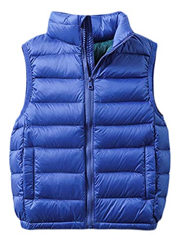 SK Studio Daunenweste Kinder Mädchen Jungen Winter Leicht Steppweste Ärmellos Down Jacket Winterjacke Reißverschluss Outwear Blau, 3-4 Jahre von SK Studio