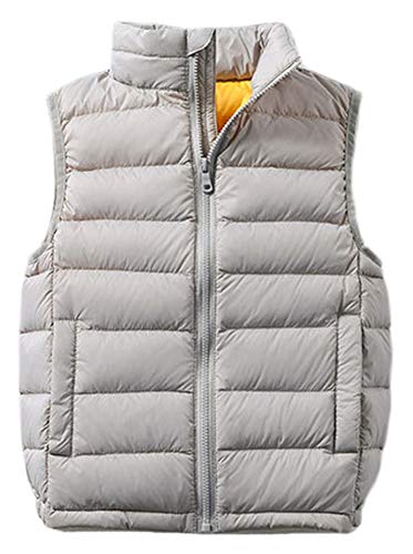 SK Studio Daunenweste Kinder Mädchen Jungen Winter Leicht Steppweste Ärmellos Down Jacket Winterjacke Reißverschluss Outwear Grau, 11-12 Jahre von SK Studio