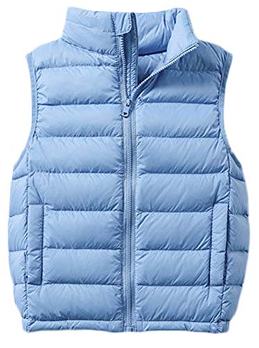 SK Studio Daunenweste Kinder Mädchen Jungen Winter Leicht Steppweste Ärmellos Down Jacket Winterjacke Reißverschluss Outwear Hellblau, 3-4 Jahre von SK Studio