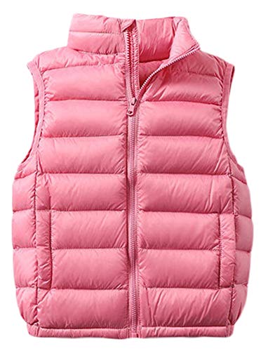 SK Studio Daunenweste Kinder Mädchen Jungen Winter Leicht Steppweste Ärmellos Down Jacket Winterjacke Reißverschluss Outwear Rosa, 3-4 Jahre von SK Studio