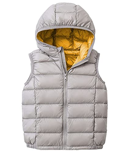 SK Studio Daunenweste Kinder Mädchen Jungen Winter Leicht Steppweste Ärmellos mit Kapuze Winterjacke von SK Studio