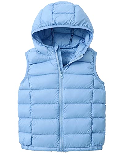 SK Studio Daunenweste Kinder Mädchen Jungen Winter Leicht Steppweste Ärmellos mit Kapuze Winterjacke von SK Studio