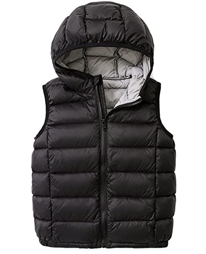 SK Studio Daunenweste Kinder Mädchen Jungen Winter Leicht Steppweste Ärmellos mit Kapuze Winterjacke von SK Studio