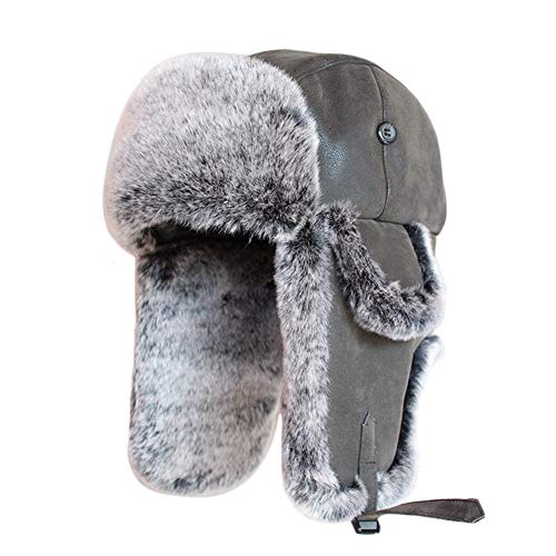 SK Studio Wintermütze mit Ohrenklappen, Warme Baumwolle Trappermütze Hut Unisex Fliegermütze Fellmütze Erwachsenen für Herren Schwarzes Leder M von SK Studio