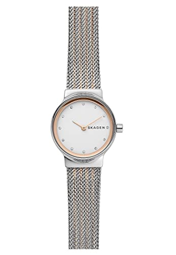 Skagen Freja Uhr für Damen, Quarzwerk mit Edelstahl- oder Lederarmband, Roségoldton und Silberton, 26MM von Skagen