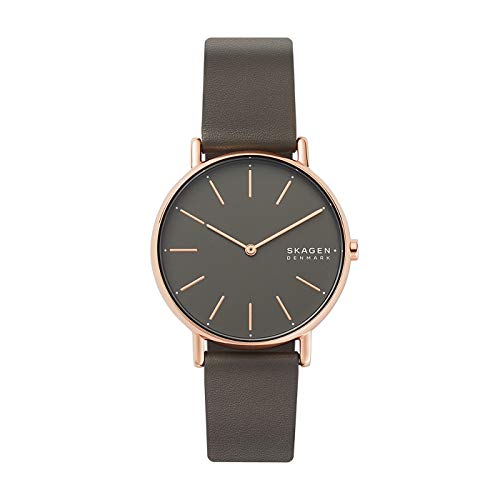 Skagen Damenuhr Signatur, Zweizeiger Uhrwerk, 38mm Rose Gold Edelstahlgehäuse mit einem Eco Lederarmband, SKW2794 von Skagen