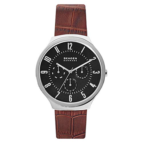 Skagen Herren Analog Quarz Uhr mit Echtes Leder Armband SKW6536 von Skagen