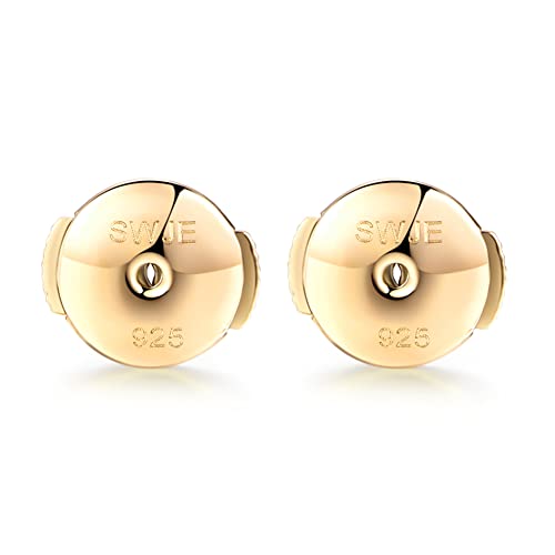 SKAIJEWEL Ohrstecker Verschluss Flach Gold Silber 925 Nickelfrei Hypoallergen Ohrringverschlüsse Rund Ohrring Stecker Antiallergisch Damen Diy 1 Parr (Gold) von SKAIJEWEL