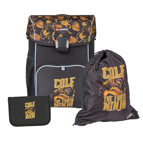 SKANDO BAGS Lego NINJAGO - Leichter Schulranzen mit Platz für Bücher, Brotdose und Flasche. Mit Netz-/Fronttaschen, Gewichtsteiler und Ergonomischer Rückseite von SKANDO BAGS