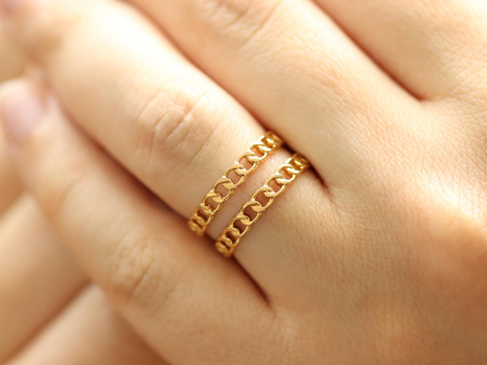 Gold Ketten Ring, Doppel Ringe Damen, 18K Edelstahlring, Verstellbarer Goldring, Wasserfester Schmuck Für Frauen Gold Ketten Ring, Doppel Ringe Damen, 18K Edelstahlring, Verstellbarer Goldring, Wasserfester Schmuck Für Frauen von SKASchmuck
