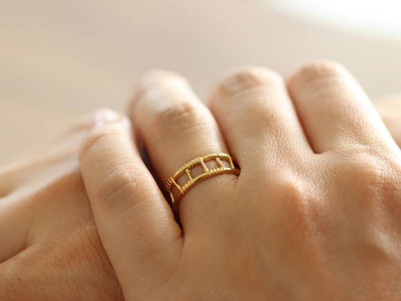 Ringe Gold Damen, Pflanzen Ring, Offener Blattring, 18K Edelstahlring, Lorbeerblatt Verstellbarer Goldring von SKASchmuck