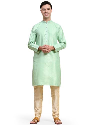 SKAVIJ Herren Indische Ethnischen Geknöpft Kurta Pyjama Set Grün S von SKAVIJ
