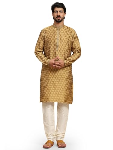 SKAVIJ Herren Indische Ethnischen Traditionell Kurta Pyjama Braun XL von SKAVIJ
