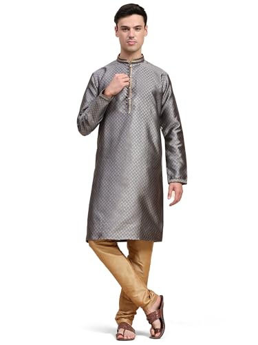 SKAVIJ Herren Indische Ethnischen Traditionell Kurta Pyjama Grau XL von SKAVIJ