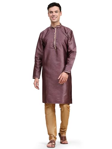 SKAVIJ Herren Indische Ethnischen Traditionell Kurta Pyjama Violett S von SKAVIJ