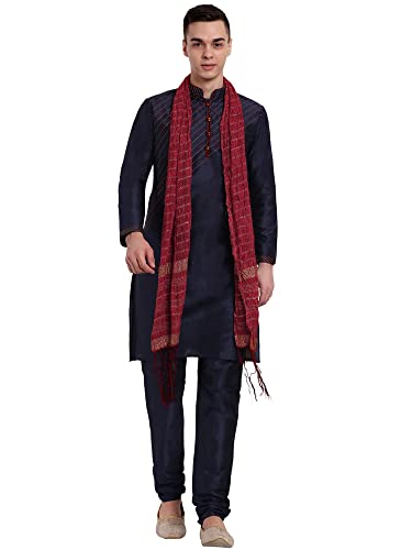 SKAVIJ Herren Kurta Churidar Schlafanzug mit Dupatta Kleid Set (Blau, L) von SKAVIJ