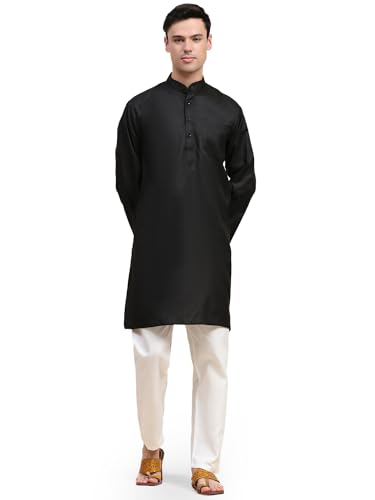 SKAVIJ Herren Tunika Baumwolle Sommer Kurta Pyjama Set Indisches Outfit (Baumwolle, M) von SKAVIJ