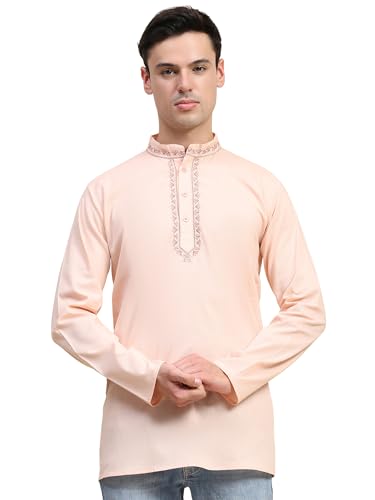 SKAVIJ Herrenhemd - Baumwollkurta - bestickte Freizeithemden Rosa M von SKAVIJ