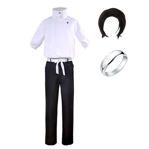 Anime Yuta Okkotsu Cosplay Kostüm Yuta Okkotsu Weiße Jacke Hose Uniform Ring Perücke für Männer von SKAYWHUK