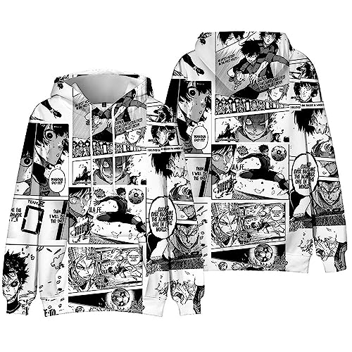 SKAYWHUK Anime Blue Lock Hoodie 3D-Druck Yoichi Isagi Chigiri Hyouma Nieuwigheid Hoodies Unisex Cosplay Sweatshirts von SKAYWHUK