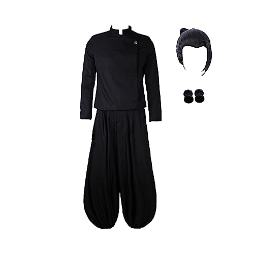 SKAYWHUK Geto Suguru Cosplay Kostüm Geto Suguru Schuluniform Jacke Hose Ohrringe mit Perücke für Männer von SKAYWHUK