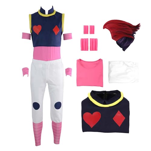 SKAYWHUK Hisoka Cosplay Kostüm Hisoka Hemd Weste Hose Uniform Zubehör mit Perücke für Männer von SKAYWHUK