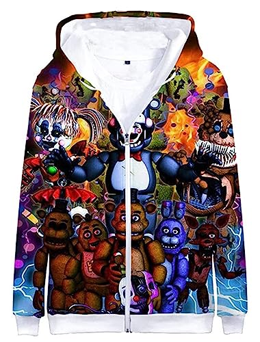 Unisex FNAF Zip Up Hoodies Cartoon Bär Cosplay Zipper Hoodies Kostüm Jacke Mantel für Männer Frauen von SKAYWHUK