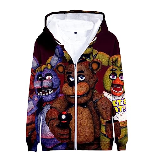 Unisex FNAF Zip Up Hoodies Cartoon Bär Cosplay Zipper Hoodies Kostüm Jacke Mantel für Männer Frauen von SKAYWHUK