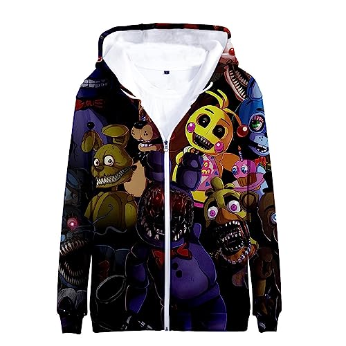 Unisex FNAF Zip Up Hoodies Cartoon Bär Cosplay Zipper Hoodies Kostüm Jacke Mantel für Männer Frauen von SKAYWHUK